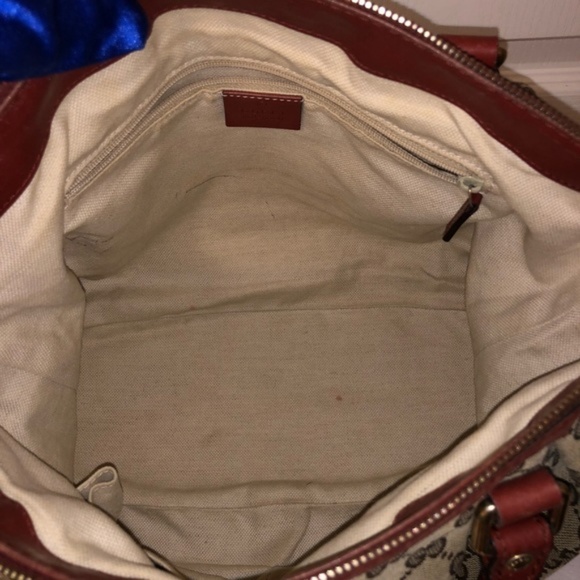 Gucci GG Canvas Sukey Beige Dark Red Top Handle - Picture 4 of 8